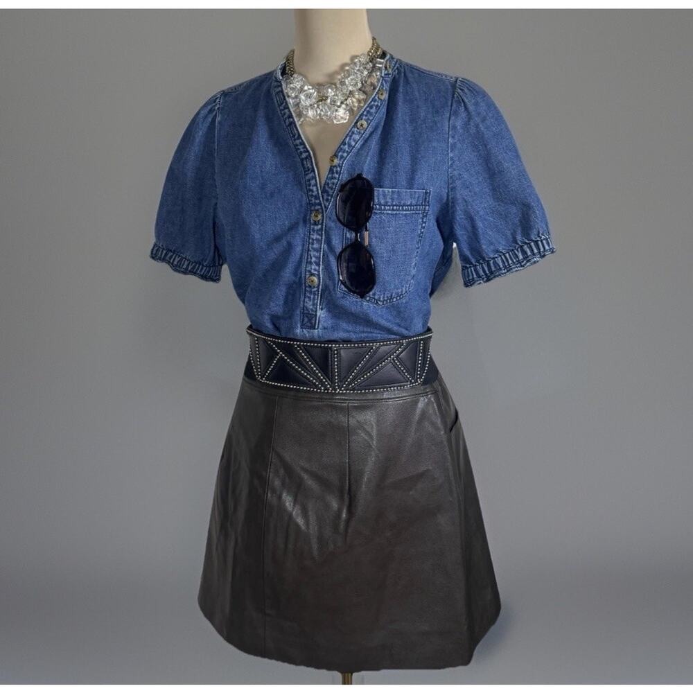 WAYF Vegan Leather Mini Skirt Espresso Brown – NWT Capsule Wardrobe Grunge